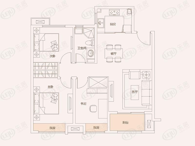 明发·星悦城高层k户型户型图
