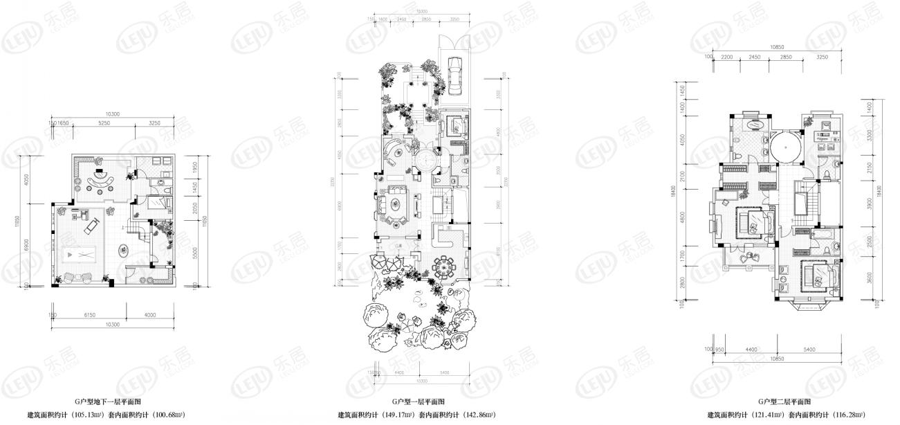 济南鲁能领秀城漫山香墅联排g-01户型户型图