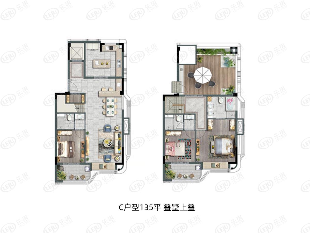融信厦门世纪135平叠墅上叠户型图