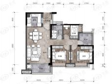 创基天峰89㎡三房两厅一卫户型图