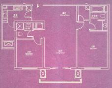 新天地河滨花园111.89-113.07平方米2室2厅2卫户型图