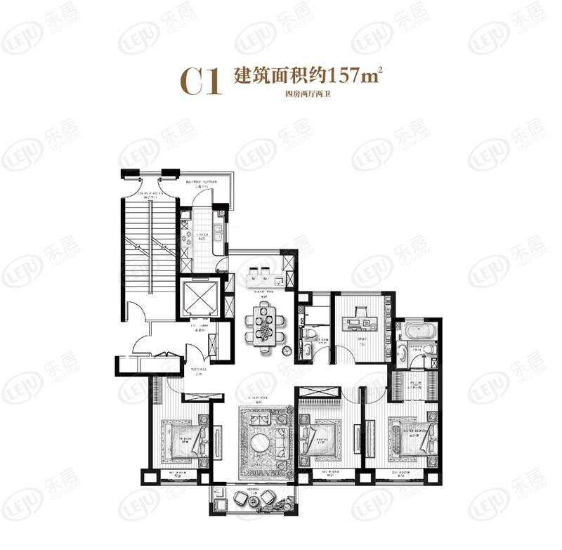 北辰旭辉铂悦金陵c1户型户型图