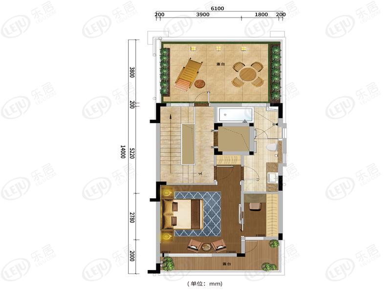 华标峰湖御境院子a户型三层户型图