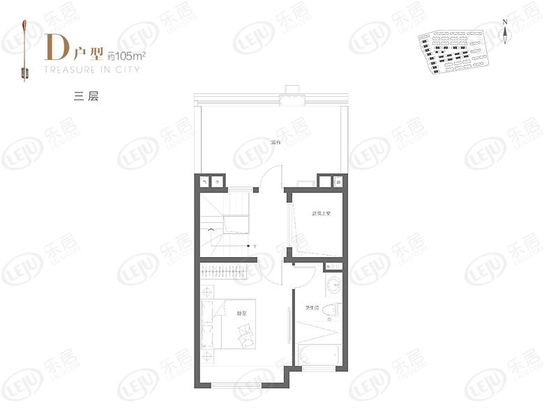 金地玺华邨金地玺华邨105平别墅3层户型图