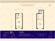 尚东辉煌城LOFT H户型 两室一厅一卫 使用面积54.82平米户型图