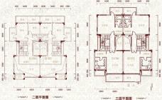 润园联排别墅（1）二层和三层平面图户型图