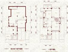 润园独栋别墅A2地下室和首层平面户型图