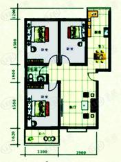 丰泰苑D3室1厅1卫1厨户型图