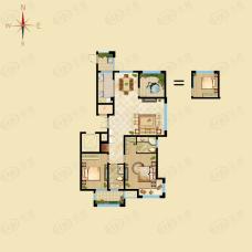 馨河郦舍16#二期K户型 （2+1）房两厅两卫户型图