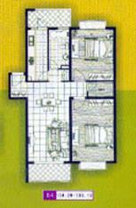 金桥新家园房型: 二房;  面积段: 99.22 －107.01 平方米;
户型图