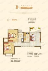 盛润锦绣城D1-79米两房户型图
