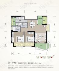 青扬六和房型: 二房;  面积段: 113 －113 平方米;户型图