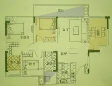 君成熙和园C1型2+2房2厅2卫83平米户型图