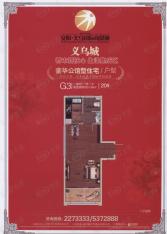 义乌城三期20# G3户型 一室0厅一厨一卫 51.33平方米户型图