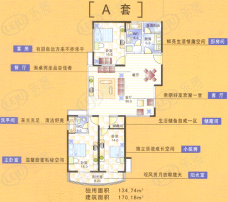 静安鼎鑫佳园房型: 三房;  面积段: 170.18 －175.59 平方米;
户型图